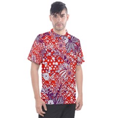 Leaf Red Point Flower White Men s Polo Tee by Ravend