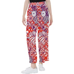 Leaf Red Point Flower White Women s Pants  by Ravend