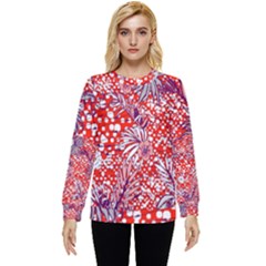 Leaf Red Point Flower White Hidden Pocket Sweatshirt by Ravend