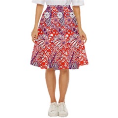 Leaf Red Point Flower White Classic Short Skirt by Ravend