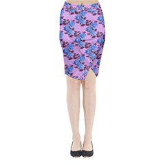 Roses Flowers Background Leaves Midi Wrap Pencil Skirt by Ravend