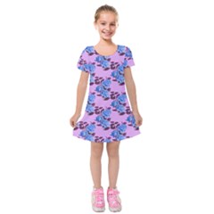 Roses Flowers Background Leaves Kids  Short Sleeve Velvet Dress by Ravend