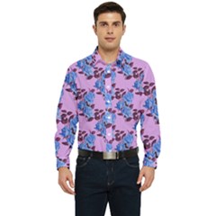 Roses Flowers Background Leaves Men s Long Sleeve  Shirt by Ravend