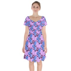 Roses Flowers Background Leaves Short Sleeve Bardot Dress by Ravend