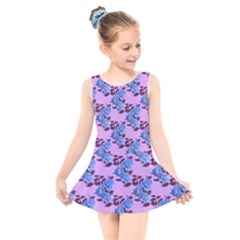 Roses Flowers Background Leaves Kids  Skater Dress Swimsuit by Ravend