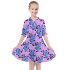 Roses Flowers Background Leaves Kids  All Frills Chiffon Dress by Ravend