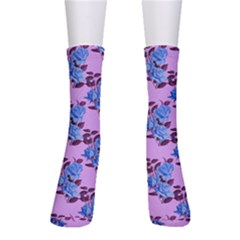 Roses Flowers Background Leaves Crew Socks by Ravend