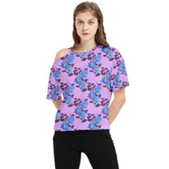 Roses Flowers Background Leaves One Shoulder Cut Out Tee by Ravend