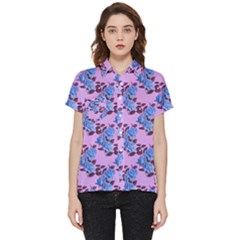 Roses Flowers Background Leaves Short Sleeve Pocket Shirt by Ravend