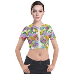 Illustration-pattern-abstract Short Sleeve Cropped Jacket by Pakrebo