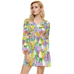 Illustration-pattern-abstract Tiered Long Sleeve Mini Dress by Pakrebo