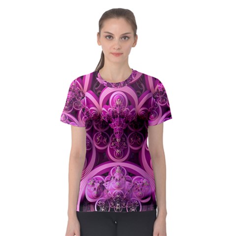 Fractal-math-geometry-visualization Pink Women s Sport Mesh Tee by Pakrebo