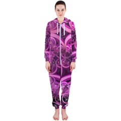 Fractal-math-geometry-visualization Pink Hooded Jumpsuit (ladies)