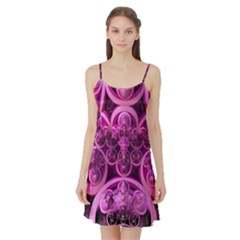 Fractal-math-geometry-visualization Pink Satin Night Slip by Pakrebo