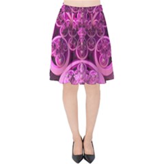 Fractal-math-geometry-visualization Pink Velvet High Waist Skirt by Pakrebo