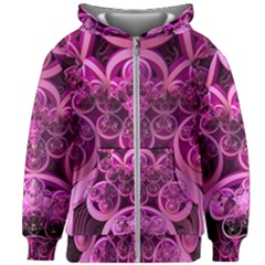 Fractal-math-geometry-visualization Pink Kids  Zipper Hoodie Without Drawstring by Pakrebo