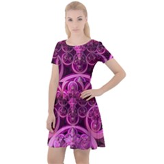 Fractal-math-geometry-visualization Pink Cap Sleeve Velour Dress  by Pakrebo