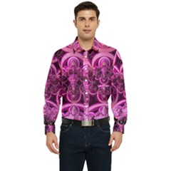 Fractal-math-geometry-visualization Pink Men s Long Sleeve Pocket Shirt  by Pakrebo