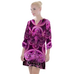 Fractal-math-geometry-visualization Pink Open Neck Shift Dress by Pakrebo