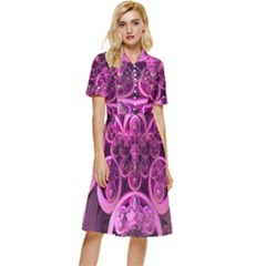 Fractal-math-geometry-visualization Pink Button Top Knee Length Dress by Pakrebo