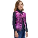 Fractal-math-geometry-visualization Pink Kid s Short Button Up Puffer Vest	 View2