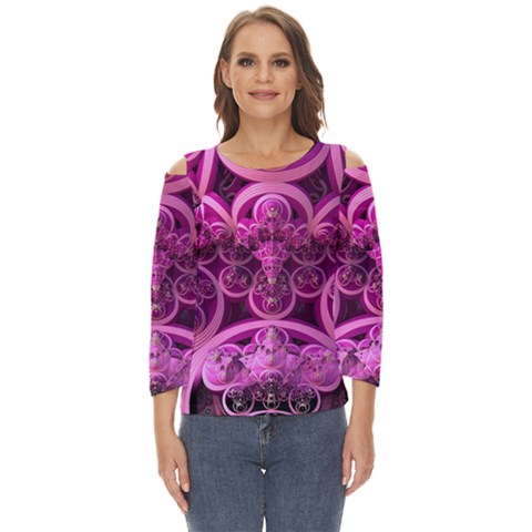 Fractal-math-geometry-visualization Pink Cut Out Wide Sleeve Top by Pakrebo