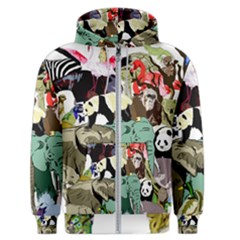 Zoo-animals-peacock-lion-hippo Men s Zipper Hoodie