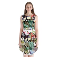 Zoo-animals-peacock-lion-hippo Sleeveless Chiffon Dress   by Pakrebo