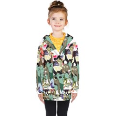 Zoo-animals-peacock-lion-hippo Kids  Double Breasted Button Coat by Pakrebo