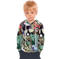 Zoo-animals-peacock-lion-hippo Kids  Overhead Hoodie