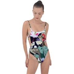 Zoo-animals-peacock-lion-hippo Tie Strap One Piece Swimsuit by Pakrebo