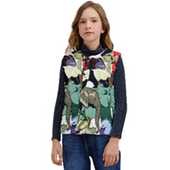 Zoo-animals-peacock-lion-hippo Kid s Short Button Up Puffer Vest	