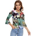 Zoo-animals-peacock-lion-hippo Bell Sleeve Top View1