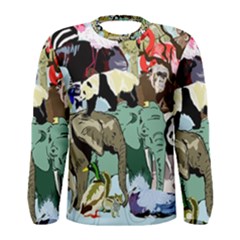 Zoo-animals-peacock-lion-hippo- Men s Long Sleeve Tee