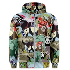 Zoo-animals-peacock-lion-hippo- Men s Zipper Hoodie