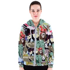 Zoo-animals-peacock-lion-hippo- Women s Zipper Hoodie