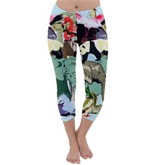 Zoo-animals-peacock-lion-hippo- Capri Winter Leggings 