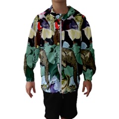 Zoo-animals-peacock-lion-hippo- Kids  Hooded Windbreaker