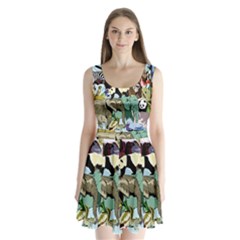 Zoo-animals-peacock-lion-hippo- Split Back Mini Dress  by Pakrebo