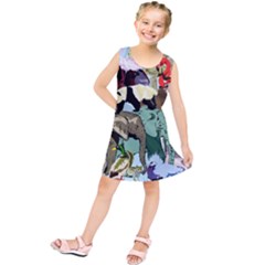 Zoo-animals-peacock-lion-hippo- Kids  Tunic Dress