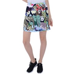 Zoo-animals-peacock-lion-hippo- Tennis Skirt by Pakrebo