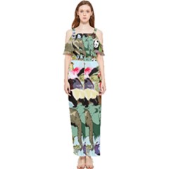 Zoo-animals-peacock-lion-hippo- Draped Sleeveless Chiffon Jumpsuit by Pakrebo