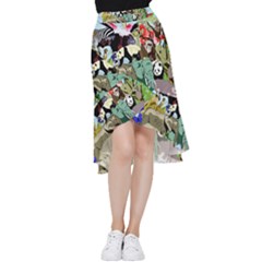 Zoo-animals-peacock-lion-hippo- Frill Hi Low Chiffon Skirt by Pakrebo