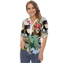 Zoo-animals-peacock-lion-hippo- Zip Up Long Sleeve Blouse View2