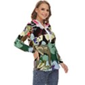 Zoo-animals-peacock-lion-hippo- Zip Up Long Sleeve Blouse View3