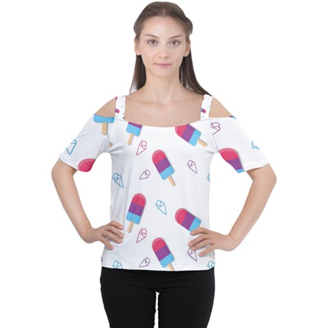 Ice Cream Popsicles Wallpaper Cutout Shoulder Tee by Ravend