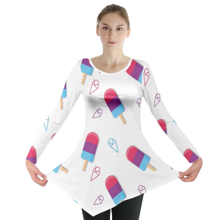 Ice Cream Popsicles Wallpaper Long Sleeve Tunic 