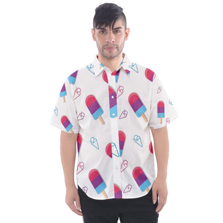 Ice Cream Popsicles Wallpaper Men s Short Sleeve Shirt