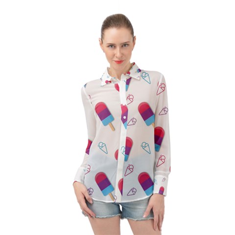 Ice Cream Popsicles Wallpaper Long Sleeve Chiffon Shirt by Ravend