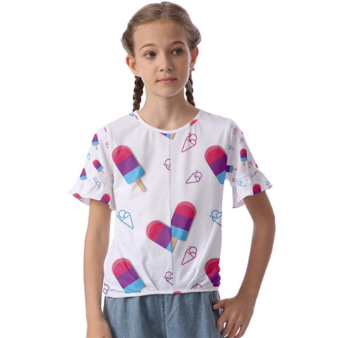 Ice Cream Popsicles Wallpaper Kids  Cuff Sleeve Scrunch Bottom Tee by Ravend